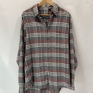 Burberry Gray Plaid Print Shirt
